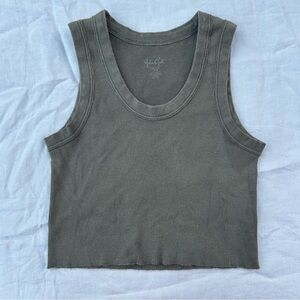 Brandy Melville John Galt Olive Green Ribbed Tank Top, Y2K Streetwear